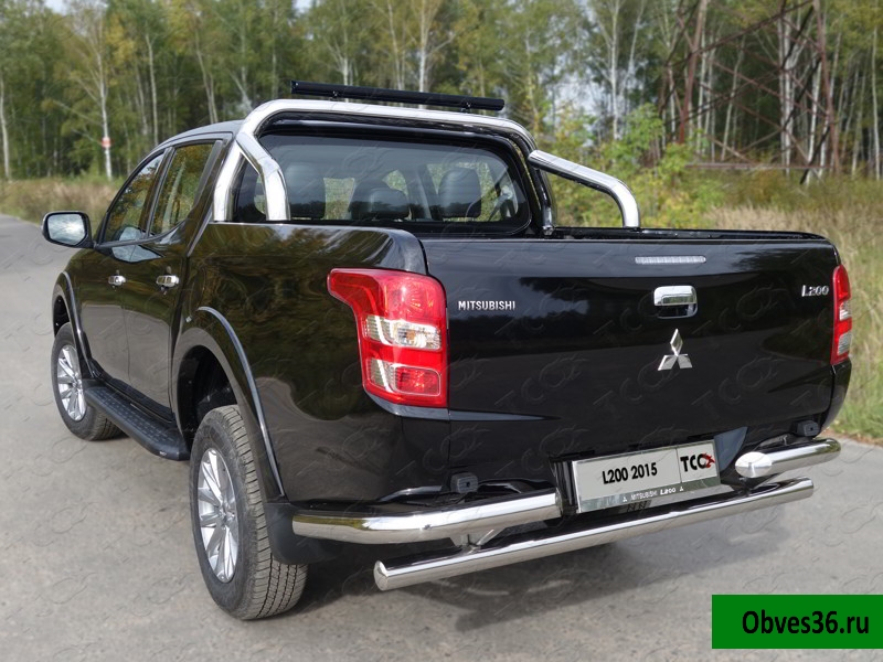 Mitsubishi L200 / Защита заднего бампера / Защита задняя (уголки) 76 мм, полированная нержавеющая сталь Mitsubishi L200 / Защита заднего бампера / Защита задняя (уголки) 76 мм, полированная нержавеющая сталь
